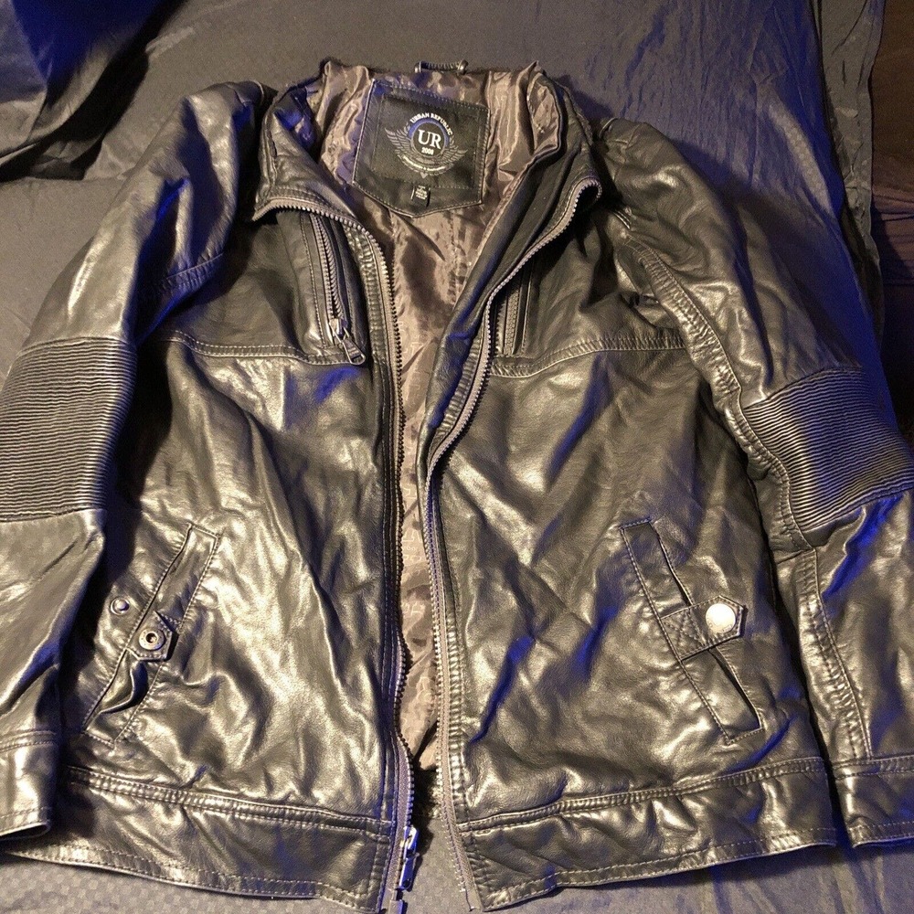 Urban republic big kid faux leather sz 14/16 Large jacket Zippers Elbow Pad 0196